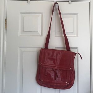 Red The Sack crossbody/backpack, leather bag
